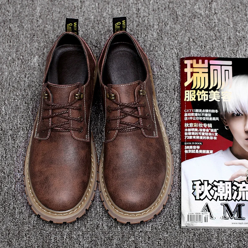 Мужские лоферы для отдыха в стиле ретро Повседневная дышащая обувь кожаные