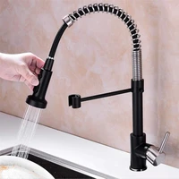 matte black stainless steel pull down kitchen faucet hot cold water mixer tap faucets with pause button 2 stream sprayer nozzle