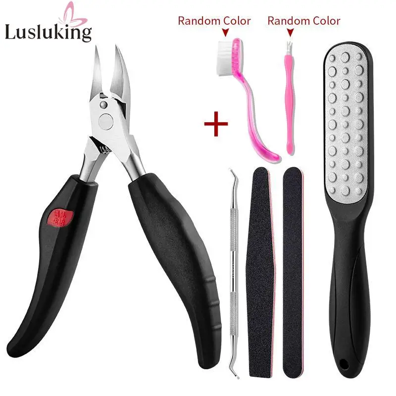 Ferramentas de Manicure Arte do Prego Cutícula Tesoura Clipper Cortador Nipper Pedicure Encravado Toenail Cuidados Limpeza Arquivo pé 7 Pçs Kit