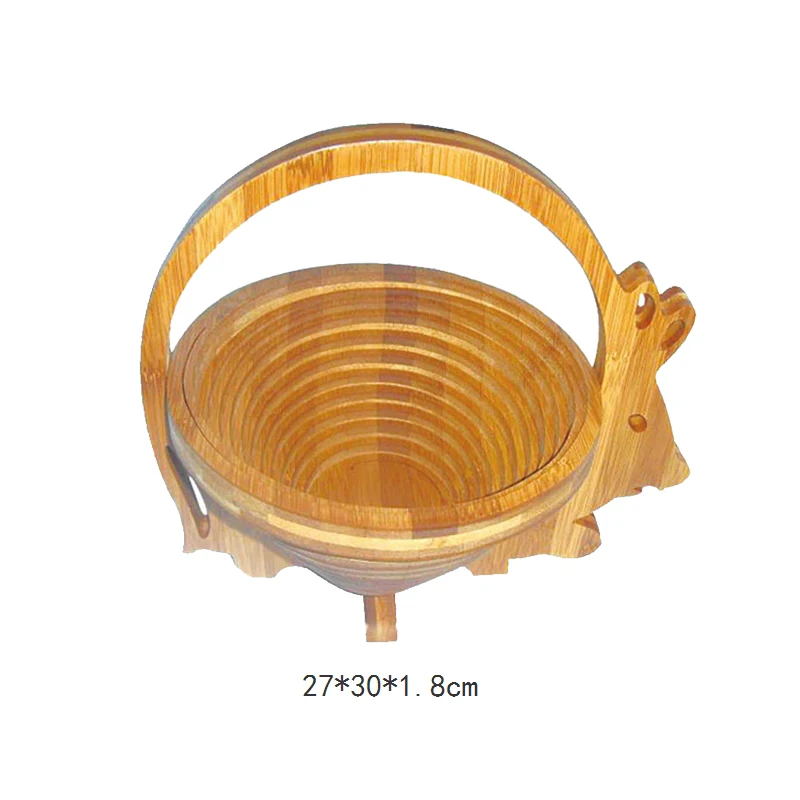 

Chinese Foldable Fruit Storage Basket Bamboo Fruit Basket Animal-type Storage Rack Multifunctional Storage Woven Organizer