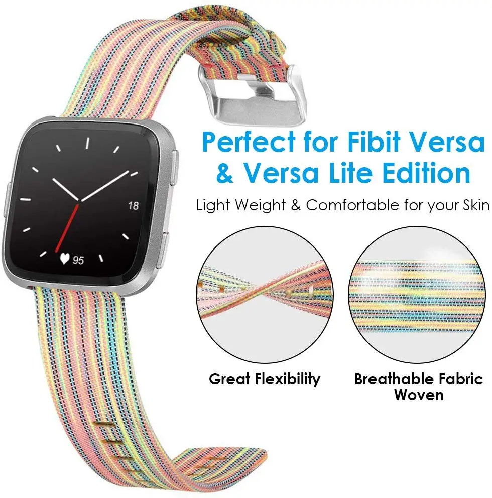 for Fitbit Versa/Versa 2 Versa Lite Edition Bands Small Large Woven Fabric Accessories Strap Wristband Replacement Women Men | Электроника