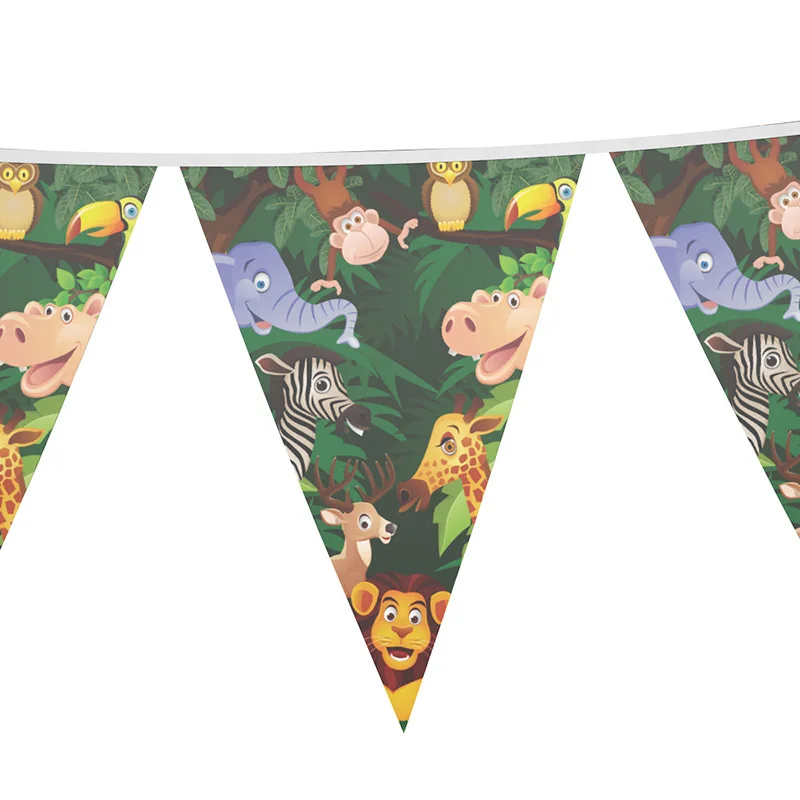 Печатные бумажные флаги джунглей с животными 12 шт./лот/Лот слон лев Вымпел баннер