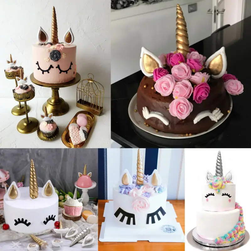 Единорог Рог День рождения кекс топперы Свадебные Детские вечерние украшения