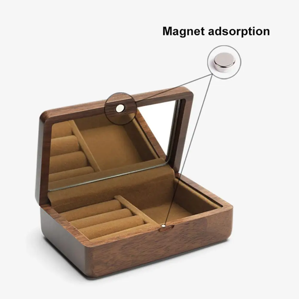 

Wooden Jewelry Box, Ring, Necklace, and Earring Organizer With mirror Wedding gift forever