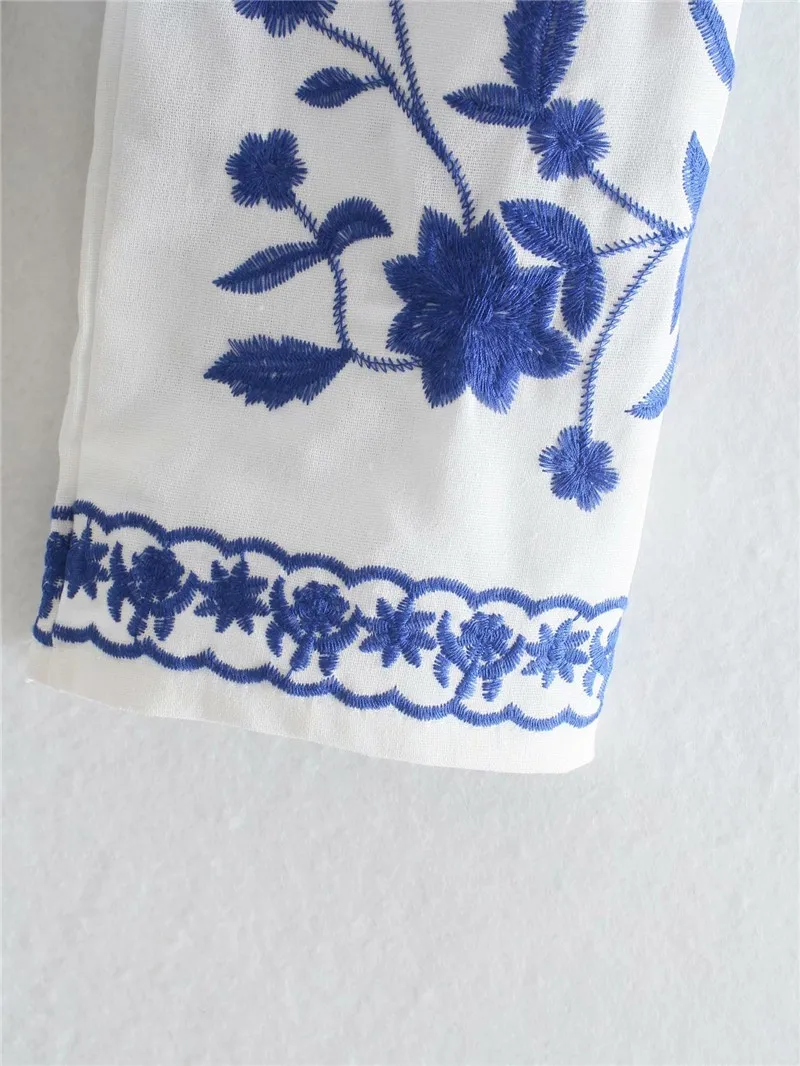 

TMODA1244 Za Women 2021 Fashion Floral Embroidery Loose Blouses Vintage Long Sleeve Button-up Female Shirts Blusas Chic Tops