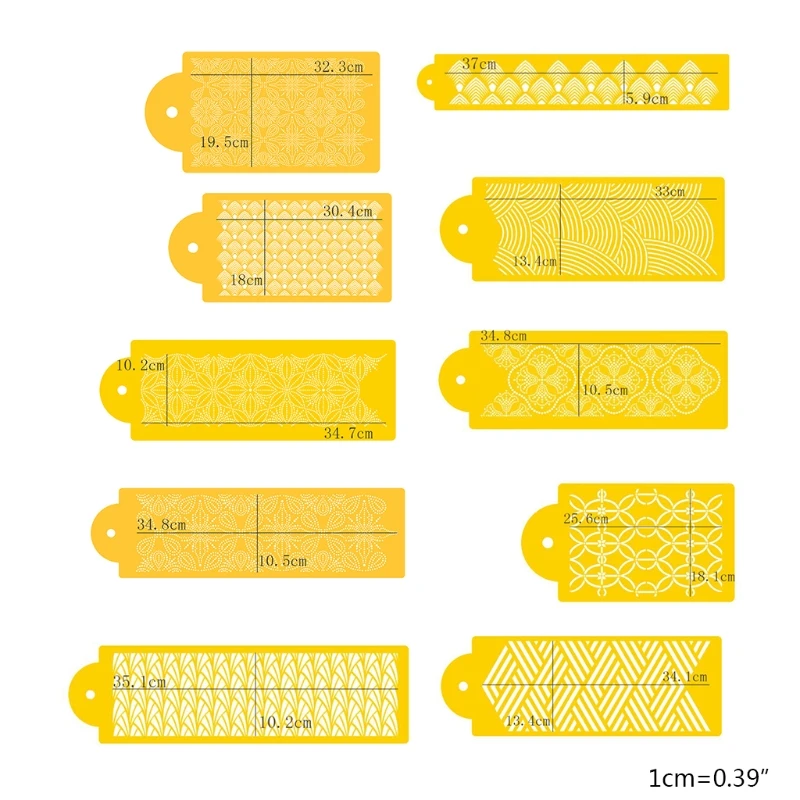 

10 Pcs Side Baking Mesh Stencil Baking Decorating Tools Gift for Baking Lover