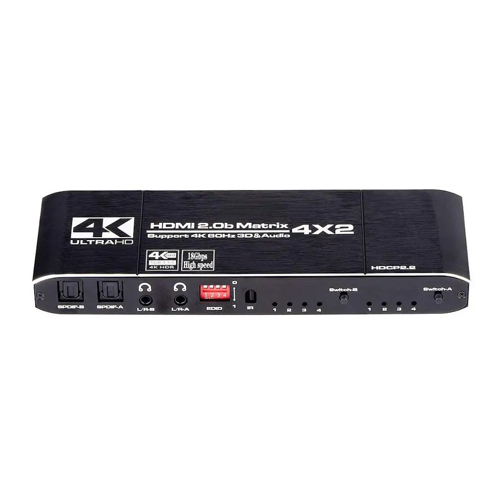 4 в 2 Выход Матрица 4K 60 Гц переключатель сплиттер с SPDIF и L/R 3 5 мм HDR HDMI совместимый 4x2