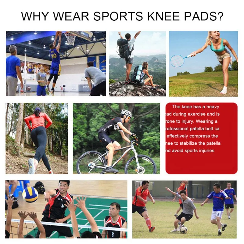 

1 Pair Elastic Knee Pads Support Men Fitness Pressurized Kneepads Basketball Volleyball Knee Brace Sports Safety Protector Gear