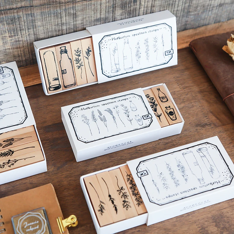 Натуральная серия ретро Plants Planner stamp DIY Деревянные и резиновые штампы для