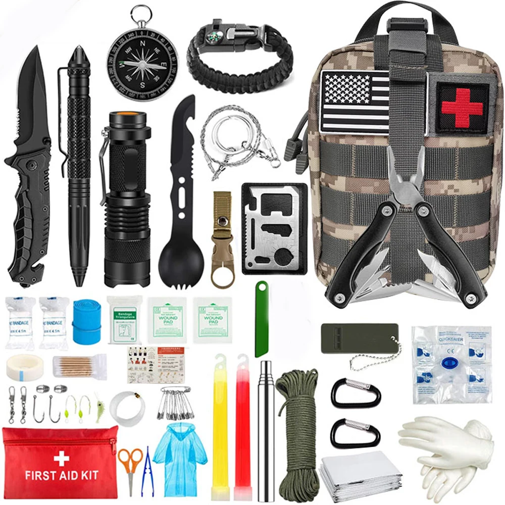 

Survival Kit Emergency Survival Gear Equipment Tools SOS First Aid Kits 32 in 1 for Tactical Hiking Hunting Camping Adventures