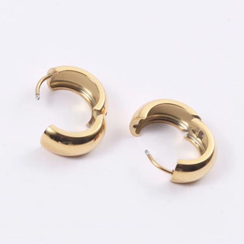 Classic Vintage Small Hoop Earrings Fashion - Men's and Women's Stainless Steel Thick Gold Huggie Hoop Earrings image 5