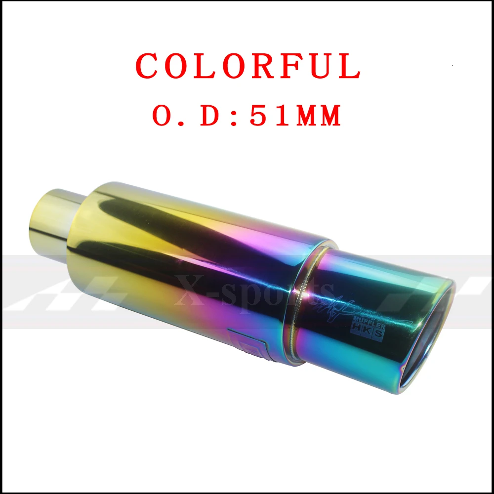colorful 51mm Выхлопные системы для автомобиля, мотоцикла, глушитель, выхлопная труба, высокое качество, универсальный интерфейс из нержавеющей стали 51 57 63 мм, овальные глушители - Цвет: colorful 51mm