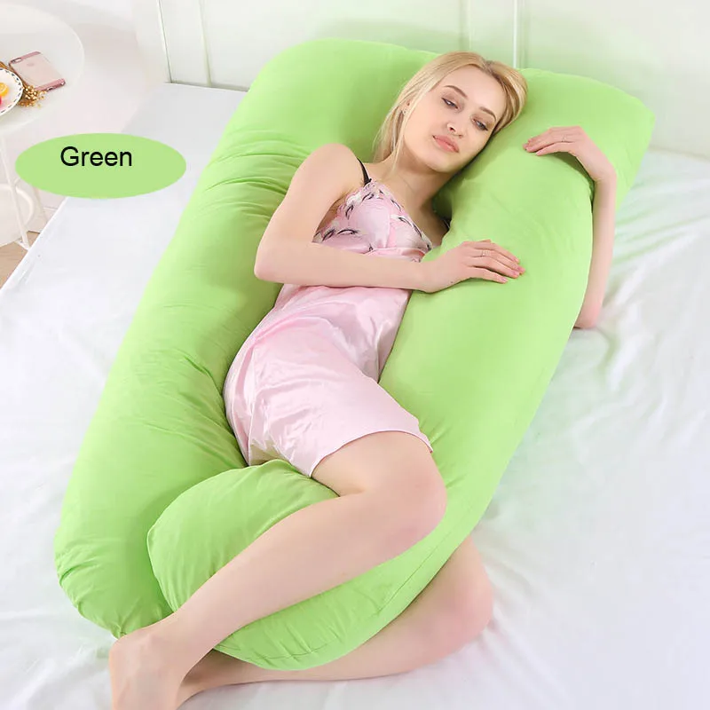 Cotton Green U Форма Подушка для беременных и кормящих всего тела хлопковая наволочка подушки для беременных для спящий на боку Беременность Для женщин спальный Поддержка постельные принадлежности подушка для беременных - Цвет: Cotton Green