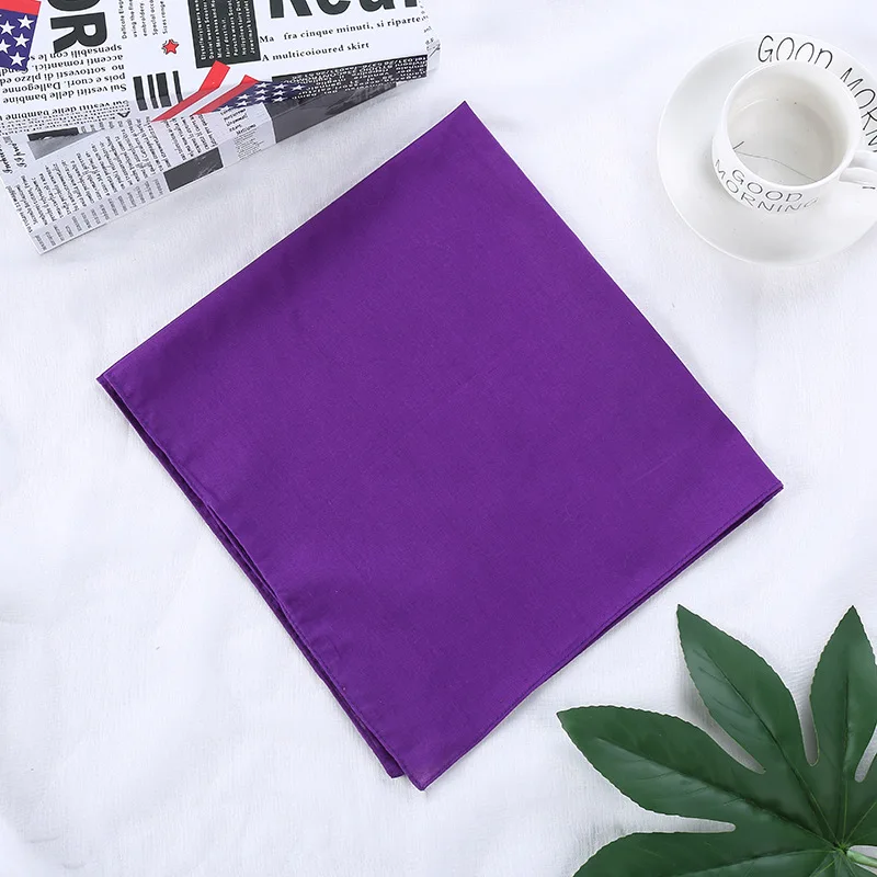 purple Головной платок хлопок сплошной цвет красный белый платок леди дикие волосы полоса хип хоп Уличный шарф Женская Косынка квадратные банданы - Цвет: purple