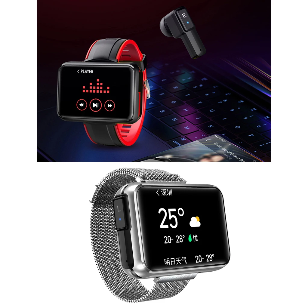 

Smart Watch with Earphone Heart Rate Sleep Monitor Bluetooth Call Music Smartwatch for Business Sports Headset