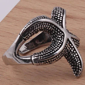 Starfish MeMolissa панк животное кольцо готическое черное серебро металлические кольца в виде змейки для женщин мужчин ночной клуб унисекс регулируемые Anillos ювелирные изделия - Цвет основного камня: Starfish
