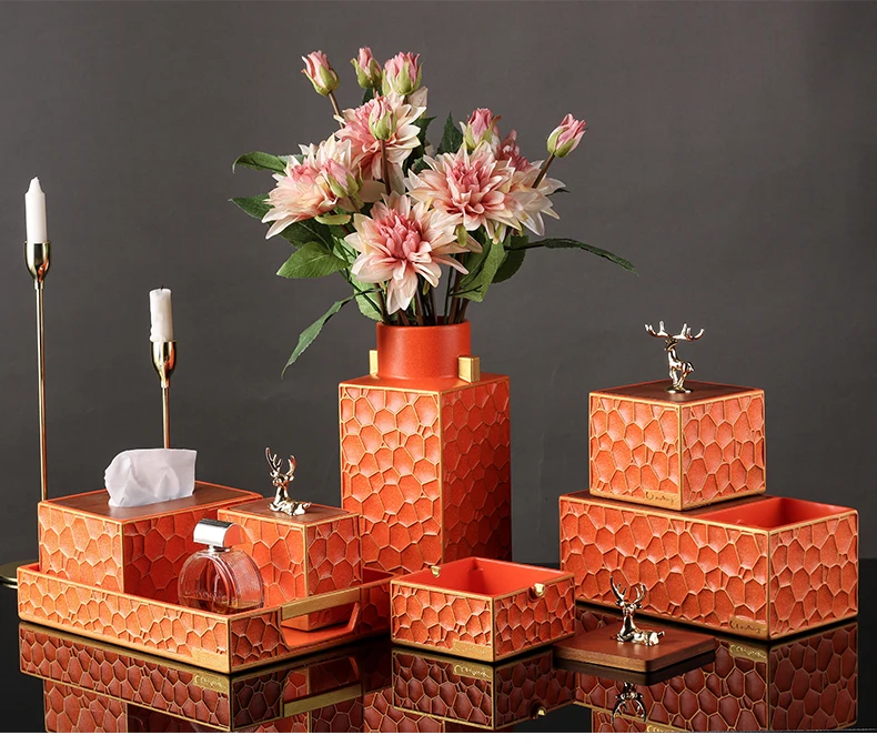 

Nordic tray rectangular living room water cup plate light luxury creative swing plate decor fruit plate storage jar tray cl31104