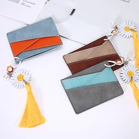 pu leather ultra thin men women card holders mini wallets portable coin pueses case multi function student card cover money clip