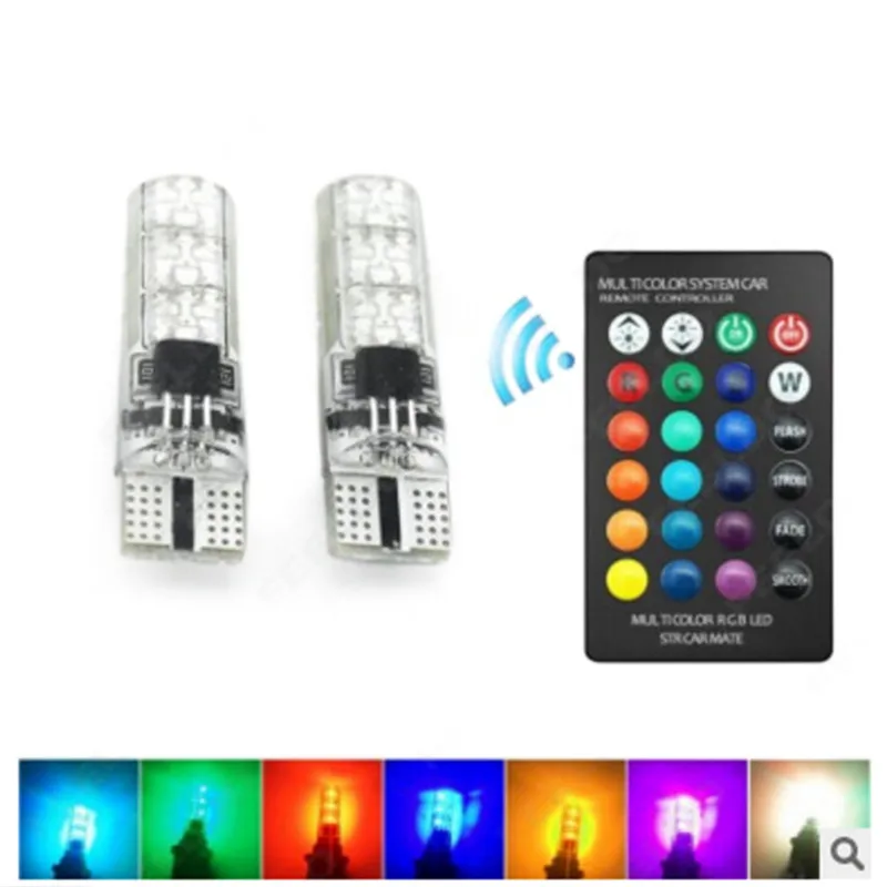 2 шт. T10 5050 SMD RGB 6 светодиодный автомобильный клиновидный боковой светильник