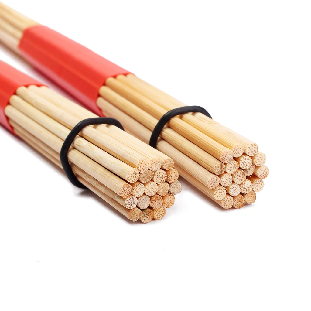 

2x Red Rock Jazz Drum Brushes Sticks Bamboo Drumsticks Leather Handle 40.5cm