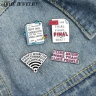 Эмалированные булавки с цитатами, музыка, Wi-Fi, чтение компьютерных файлов, забавные буквы, булавка на лацкан, аксессуары для джинсов