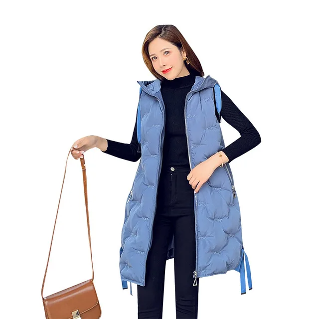 

Fashion brand casual embroidery cotton vest female long section winter thick vest winter new season loose sleeveless vest women
