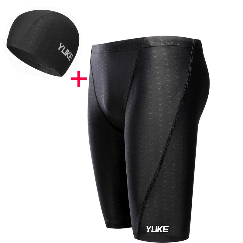 2pcs YUKE, мужские шорты для плавания, водонепроницаемые, для соревнований, для плавания, Экипировка, мужские очки с ушками, крышка, чехол, трусы, плавки, одежда для плавания, шорты - Цвет: 2pcs