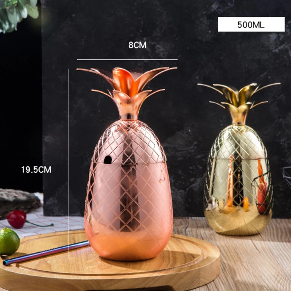 550 мл кружка в форме ананаса медная пивная с покрытием из нержавеющей стали для