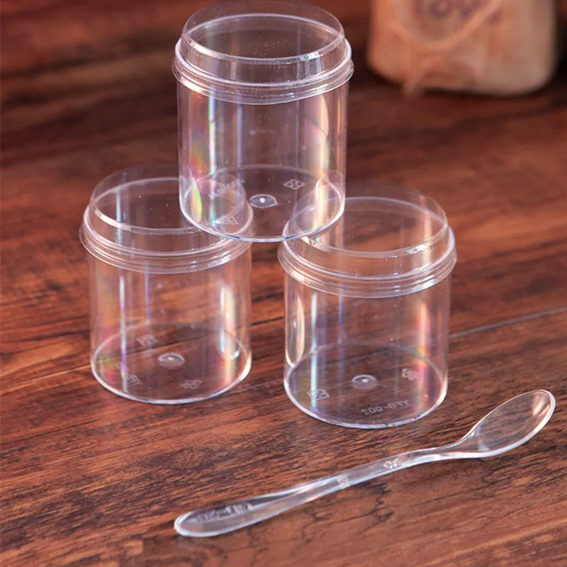 48pcs 60ml round hard plastic cups mini transparent pudding ice cream jelly yogurt dessert diy baking decor cup with lid - купить по