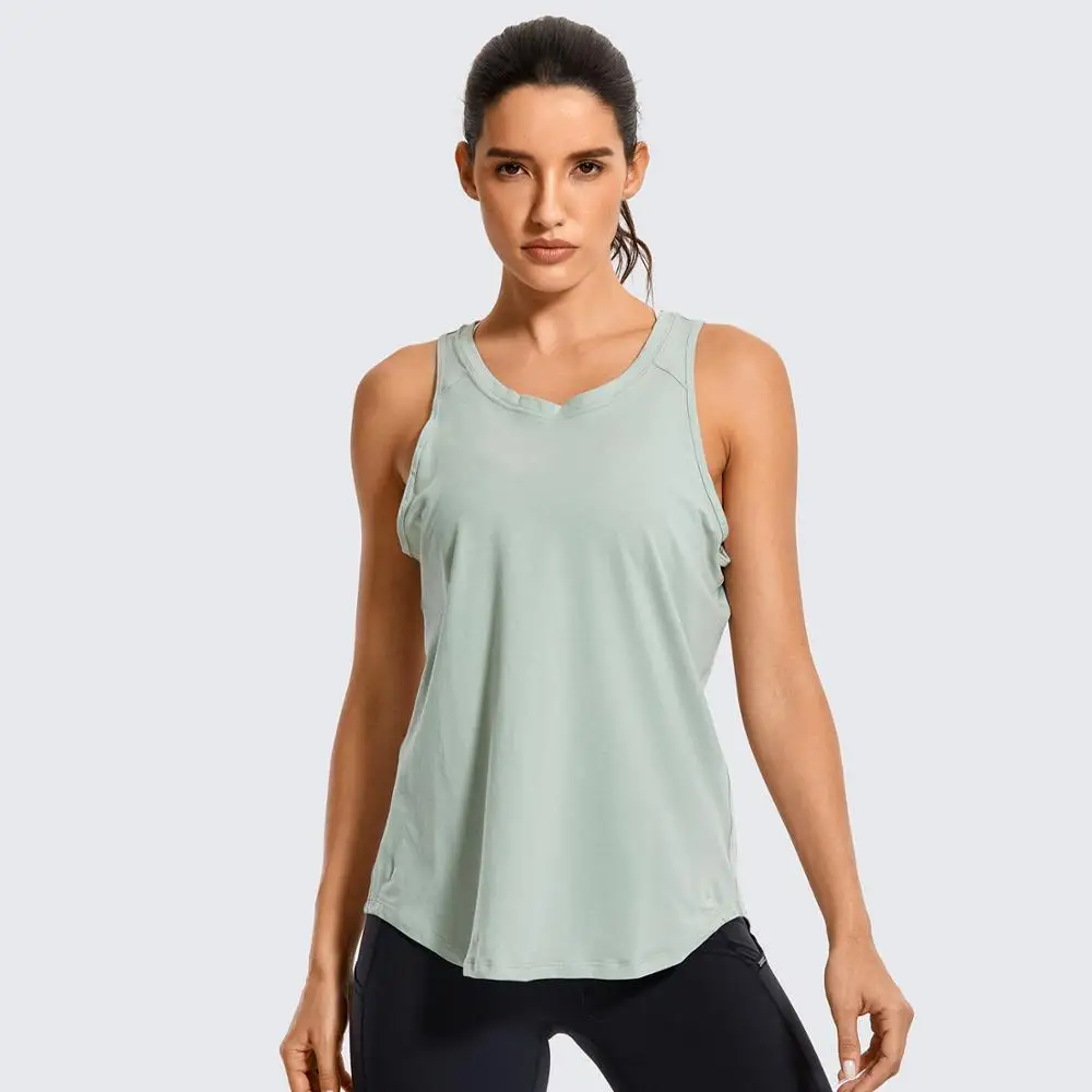 SYROKAN Женская спортивная майка без рукавов с круглым вырезом для йоги открытой
