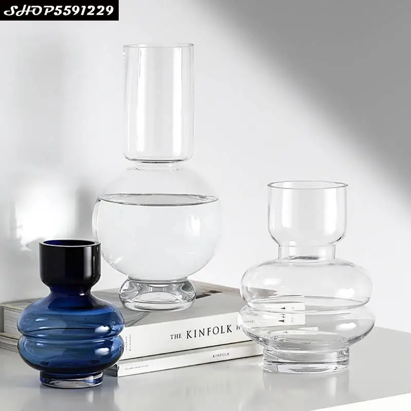 

Nordic Glass Vase Transparent Hydroponic Decoration Living Room Flower Arrangement Container Modern Home Decoration Accessories