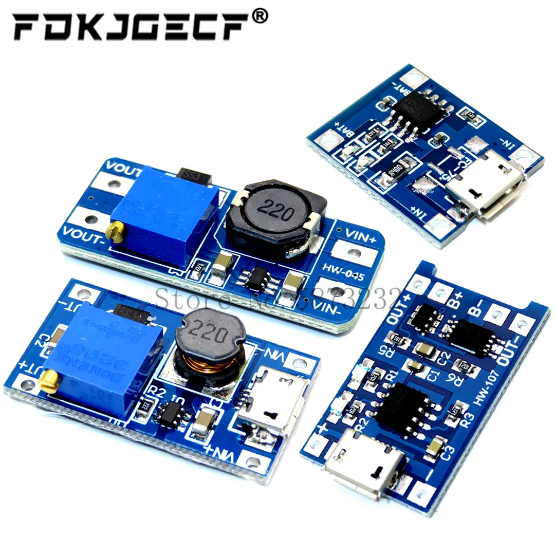 Micro USB 5V 1A 18650 TP4056 фотозарядная плата с защитой + MT3608 2А|Интегральные схемы| |