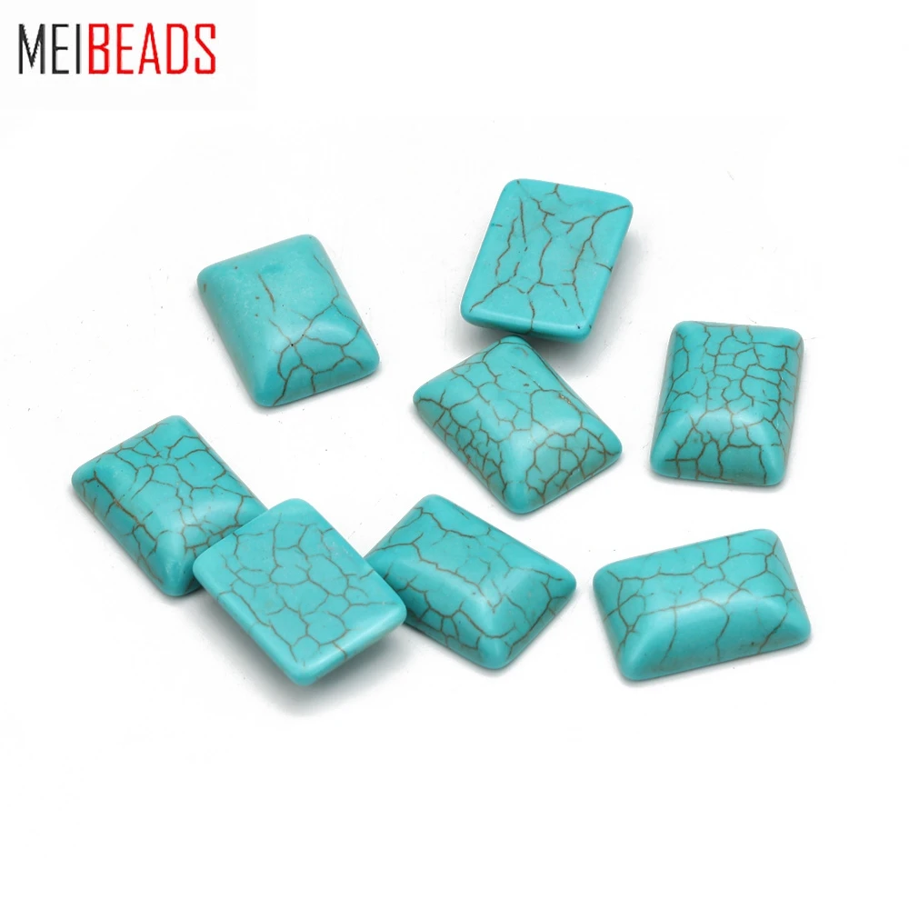 MEIBEADS 10 шт./пакет половина квадрата плоская спина Кабошон Синий Howlite камень