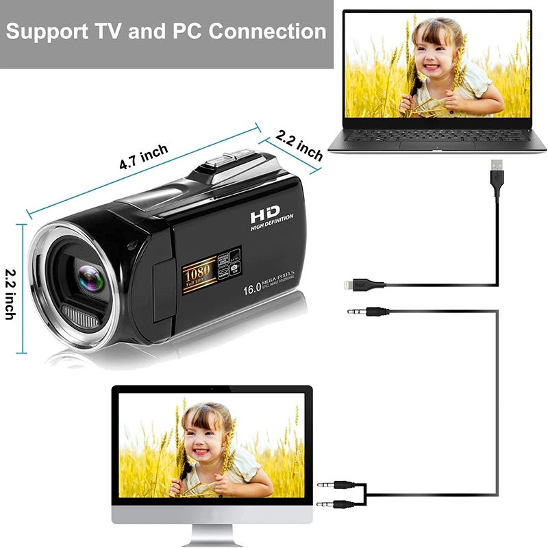 Цифровая видеокамера HD 1080P 16MP 2 7 TFT LCD Sn 8X цифровая камера с зумом для YouTube/фильмов
