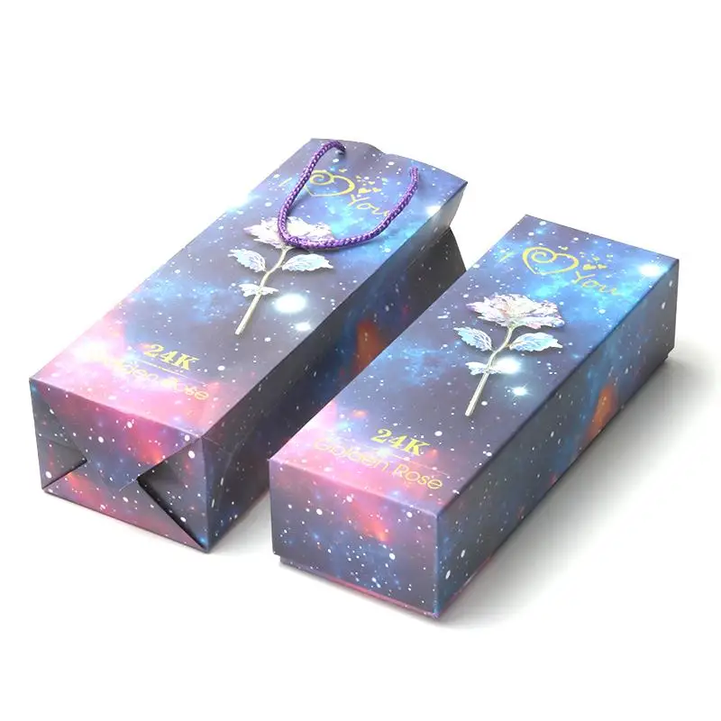 24 K позолоченный Galaxy Rose красочный подарок на день Святого Валентина вечная роза
