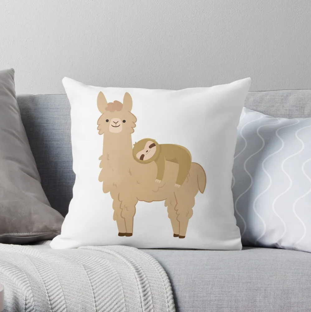

Adorable Sloth Relaxing on a Llama Funny Llama Sloth Throw Pillow Pillow Case Polyester Home Decora Pillowcases