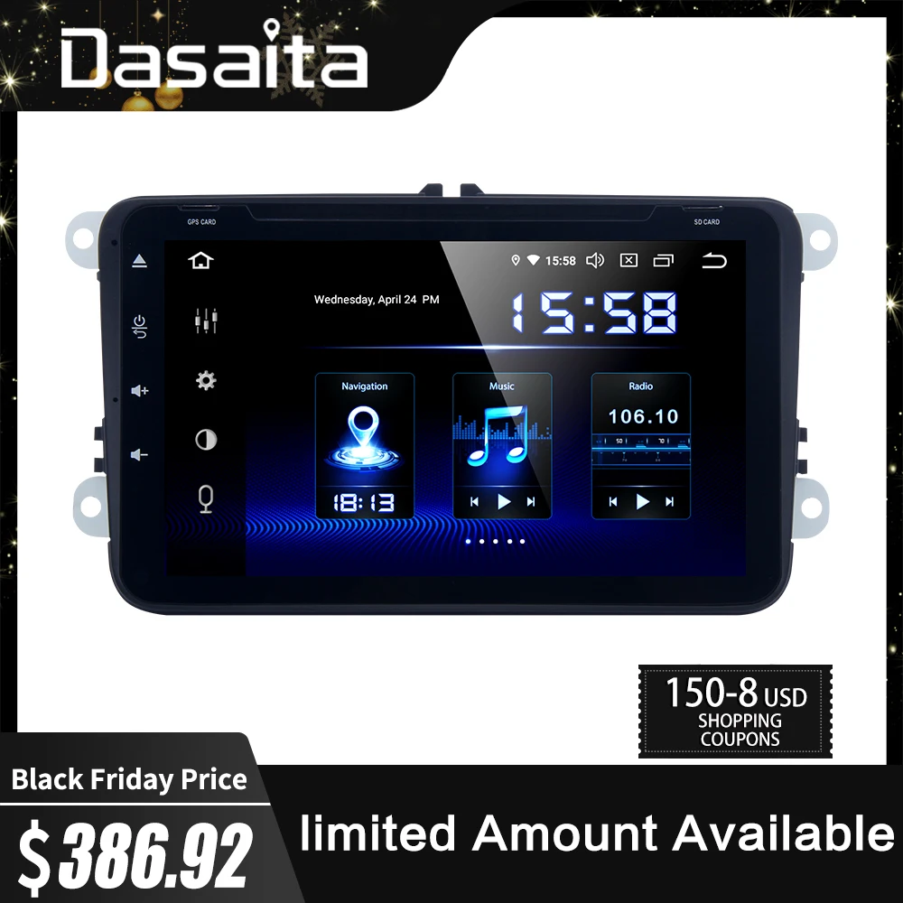 Dasaita автомобильный dvd плеер 8 &quotAndroid 9 0 TDA7850 для VW Passat Golf 5 6 Polo Tiguan Bluetooth gps навигатор
