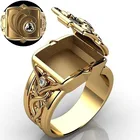 Роскошные мужские модные обручальное кольцо с золотым покрытием Циркон для мужчин Винтаж кольцо Secret Маленькая комната кольцо в форме гроба хип-хоп, панк украшения подарки
