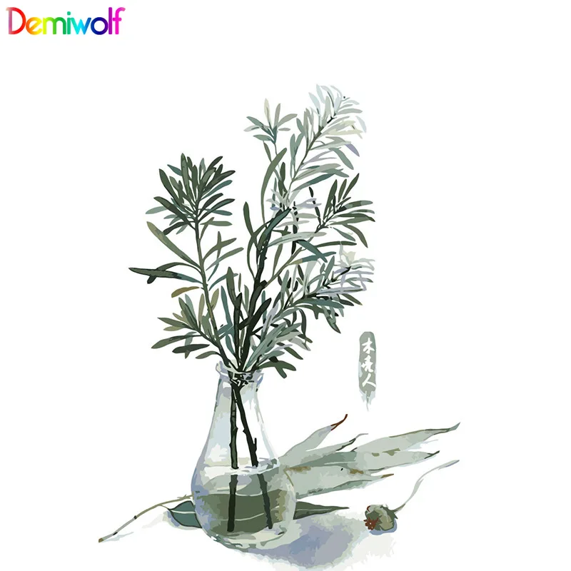 Green leaf Oil Pictures Diy Painting By Numbers Flowers picture Landscape Home Decoration with DIY Frame | Дом и сад