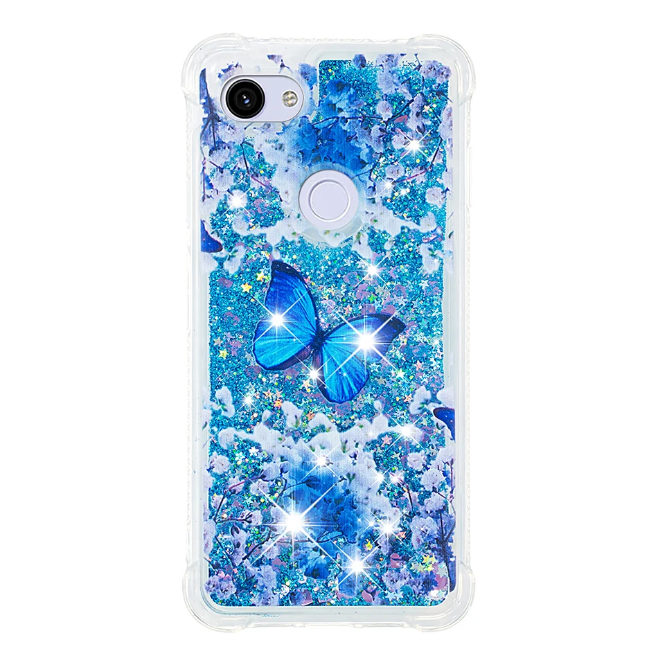 Blue Butterfly Блестящий Жидкий чехол с сияющими блестками для Google Pixel 3A XL 3 XL чехол «зыбучие пески» для LG Stylo 5 K40 K12 Plus Aristo 2 Plus B31 - Цвет: Blue Butterfly