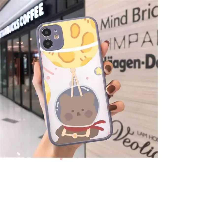 

Cute Cartoon Astronaut Planet Phone Cases Matte For iPhone 12 Mini 11 Pro XR XS Max 7 8 Plus X Hard PC Back Cover