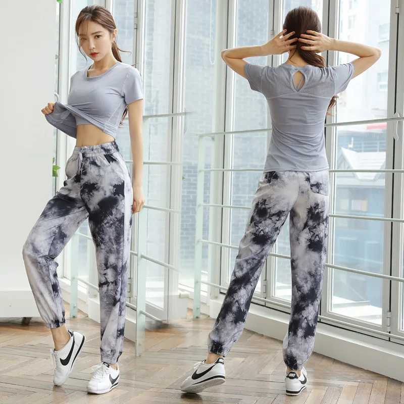 

Женский комплект для йоги, спортивная одежда, бюстгальтер для спортзала, одежда, свободные штаны для бега, топ для фитнеса, леггинсы с высокой талией, спортивные костюмы