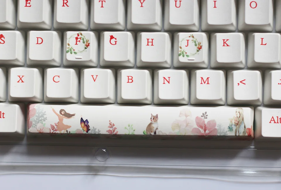 Мультяшная Кепка 104 клавиш PBT с подсветкой, колпачки для ключей Cherry Mx, колпачки для ключей с клавишами, съемник для механической клавиатуры