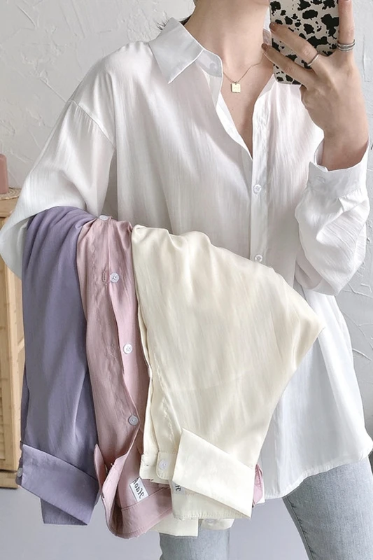 

Salt shirt women's design niche 2021 new summer sunscreen long sleeve shirt solid color loose top