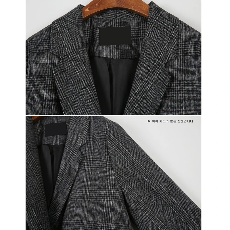

Coat Plaid blazer Jacket Notched solid Elegant Women Tops Women's Blazer Suits check Long Sleeve Cotton jacket Csual vintage