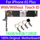 Материнская плата для iPhone 6S plus, сбез Touch ID, 16 ГБ, 64 ГБ, 100% оригинальная, разблокированная