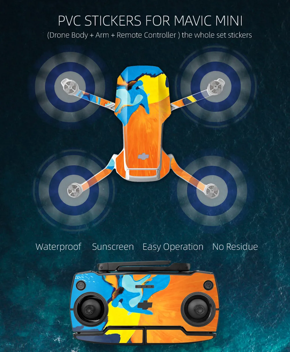 Водонепроницаемые наклейки из ПВХ наклейка защитный чехол для DJI MAVIC Mini Drone|Наборы