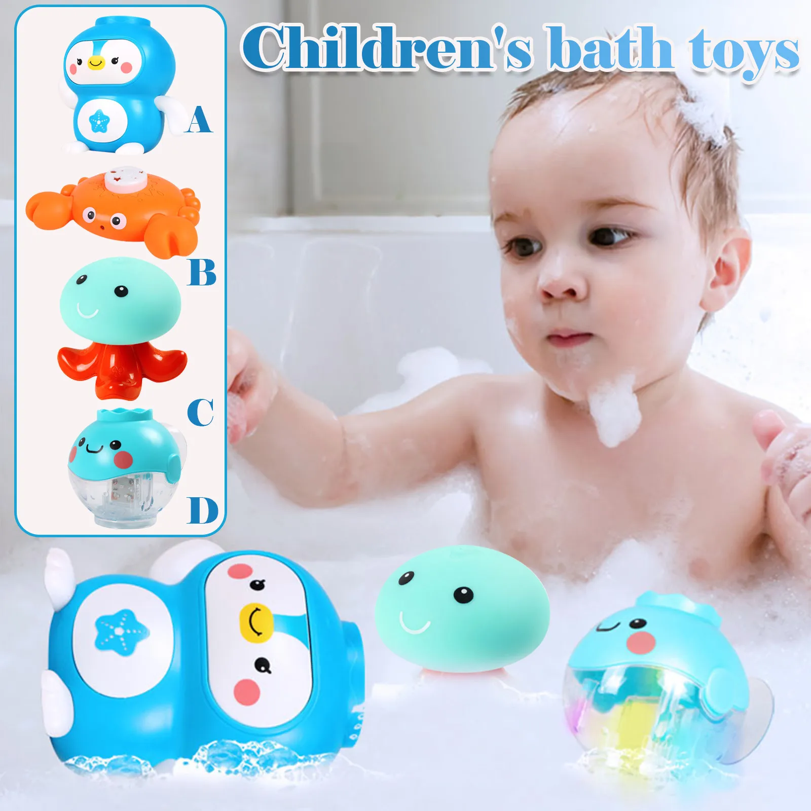 

Новые детские игрушки, детские игрушки, милая мультяшная плавающая игрушка для купания, светящаяся игрушка для ванной комнаты, игрушки для ...