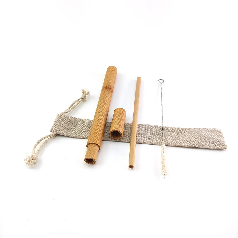 Натуральный многоразовый бамбуковая Питьевая соломинка Zero набор для