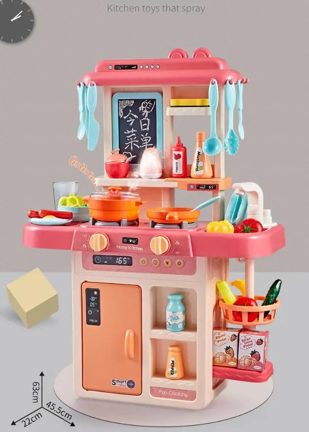 Моделирование cocina infantil звук и свет спрей для воды набор игрушечной посуды стол для приготовления пищи игровой дом кухонная плита пластиковая пищевая игрушка